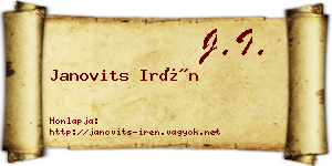 Janovits Irén névjegykártya